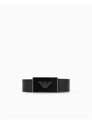 Cintura uomo Emporio Armani in pelle nera in UOMO