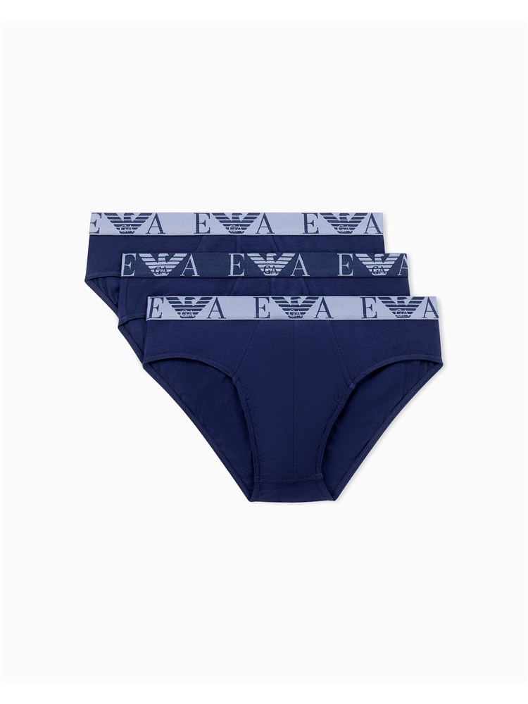 Pack 3 slip Emporio Armani in cotone stretch blu