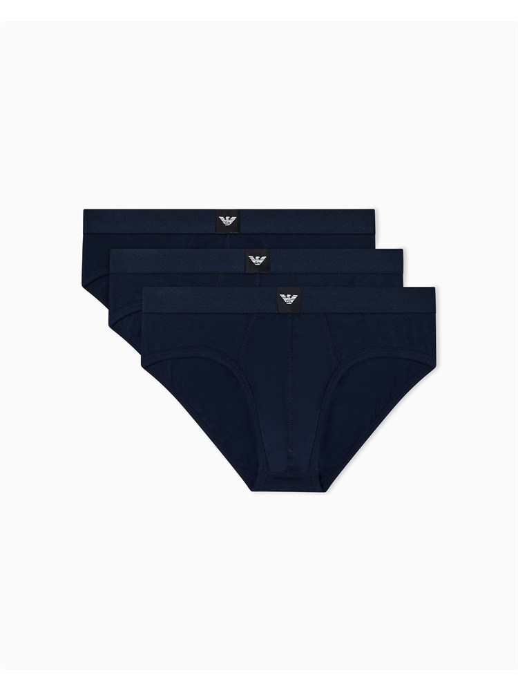 Pack 3 slip Emporio Armani in cotone stretch blu