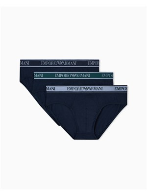 Pack 3 slip Emporio Armani in cotone stretch blu in UOMO