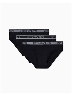 Pack 3 slip Emporio Armani in cotone stretch nero in UOMO