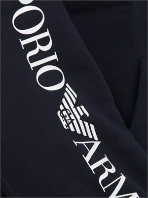 Felpa uomo EA7 Emporio Armani in cotone blu e logo su manica in UOMO