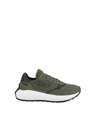 Sneakers uomo EA7 Emporio Armani in suede e tessuto verdi in UOMO