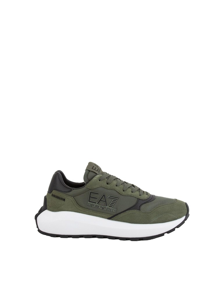 Sneakers uomo EA7 Emporio Armani in suede e tessuto verdi