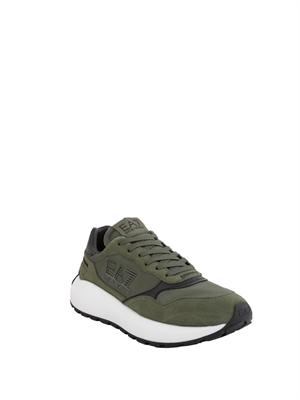 Sneakers uomo EA7 Emporio Armani in suede e tessuto verdi in UOMO