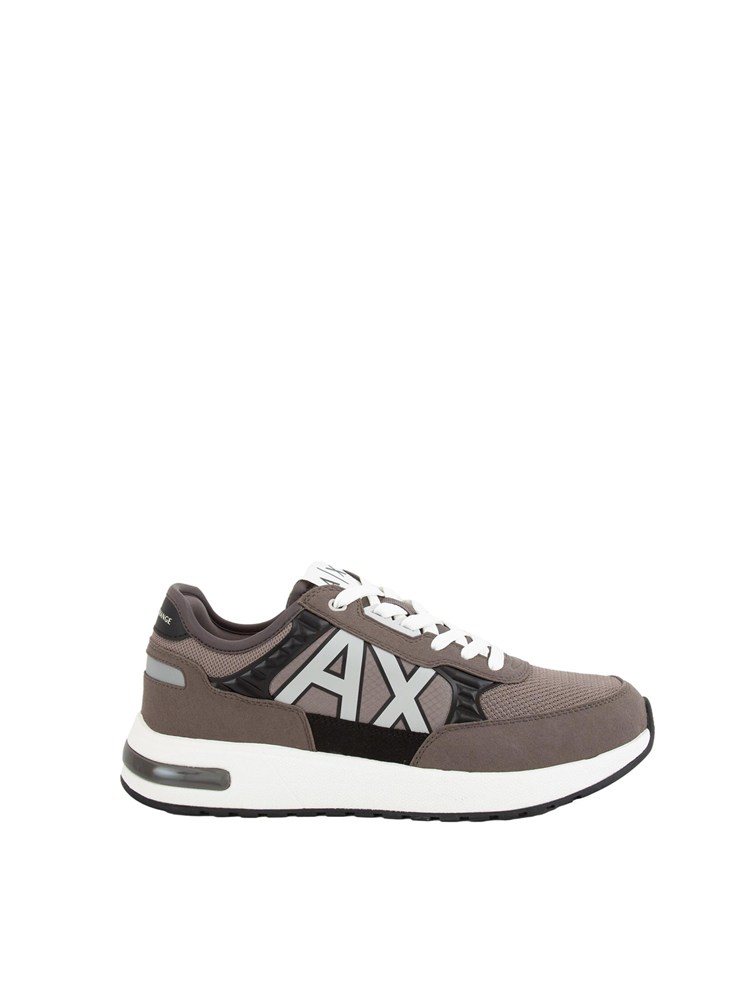 Sneakers Armani Exchange uomo in nylon e suede grigio taupe