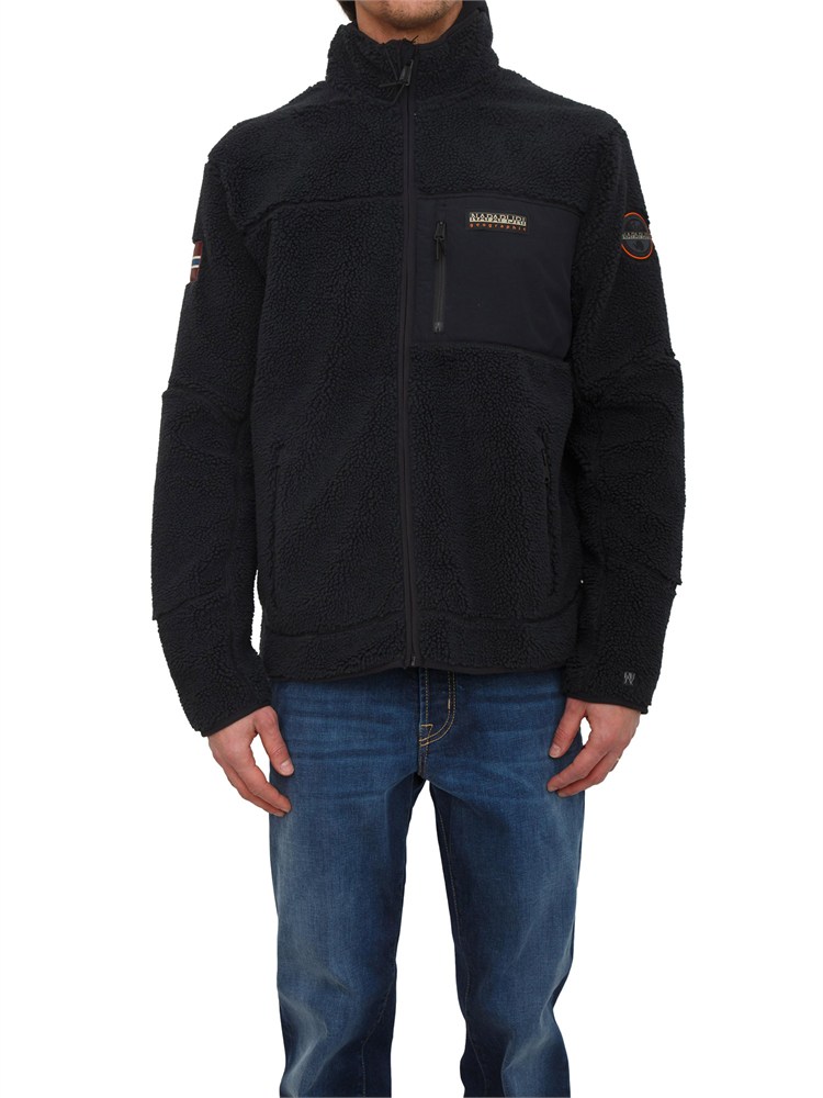 Felpa Yupik Napapijri in teddy nero con cappuccio