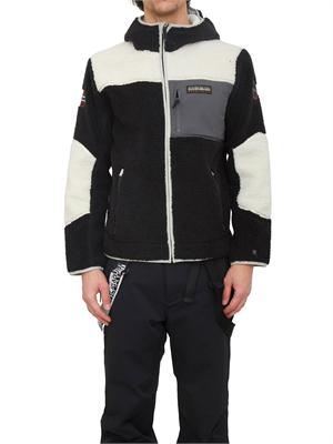 Felpa in pile Napapijri Yupik in teddy bianco nero in UOMO