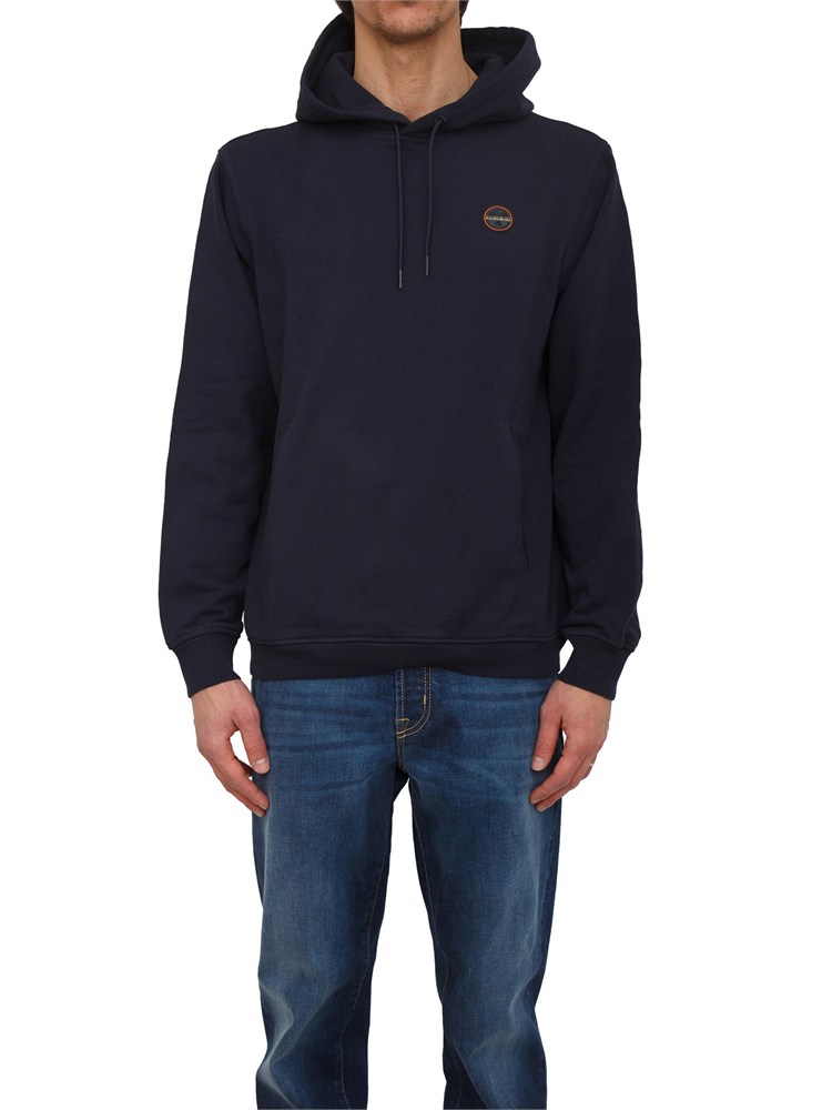 Felpa con Cappuccio Badge Napapijri in French Terry blu