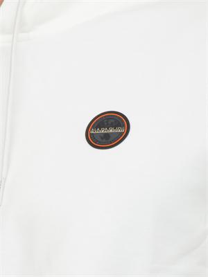 Felpa con Cappuccio Badge Napapijri in French Terry bianco in UOMO