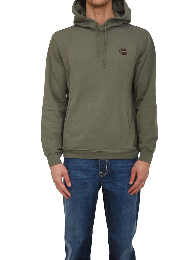 Felpa con Cappuccio Badge Napapijri in French Terry verde