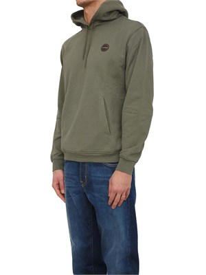 Felpa con Cappuccio Badge Napapijri in French Terry verde in UOMO