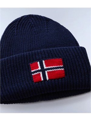 Berretto Evie Napapijri in misto lana blu con logo in UOMO