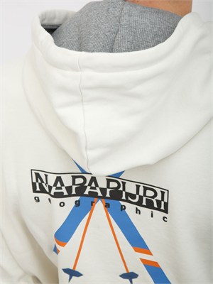 Felpa Fiemme Napapijri in cotone avorio stampa dietro in UOMO