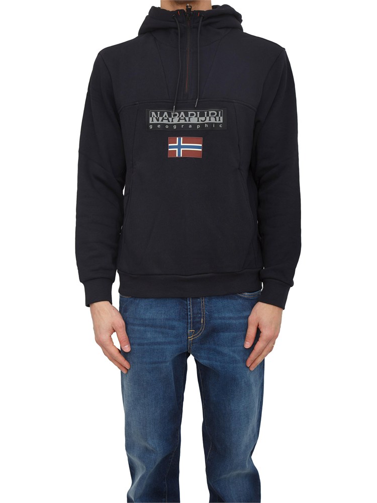 Felpa con cappuccio Burgee Napapijri in cotone nero