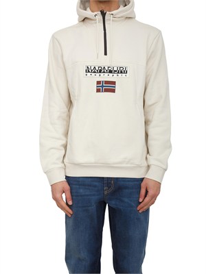 Felpa con cappuccio Burgee Napapijri in cotone avorio in UOMO