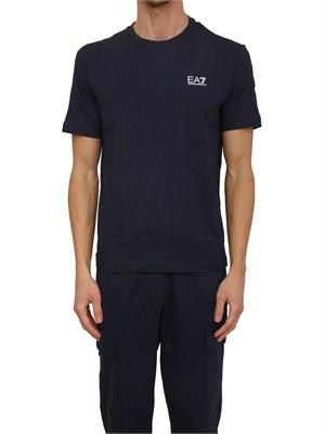 T-shirt EA7 Emporio Armani in cotone Pima blu in UOMO