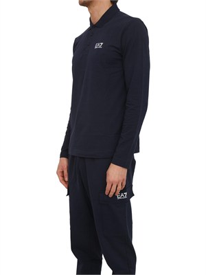 Polo uomo EA7 Emporio Armani in cotone stretch blu in UOMO