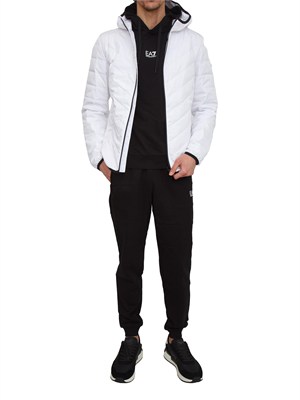 Piumino EA7 Emporio Armani in piuma d'oca e tessuto tecnico bianco in UOMO