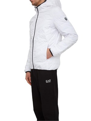 Piumino EA7 Emporio Armani in piuma d'oca e tessuto tecnico bianco in UOMO