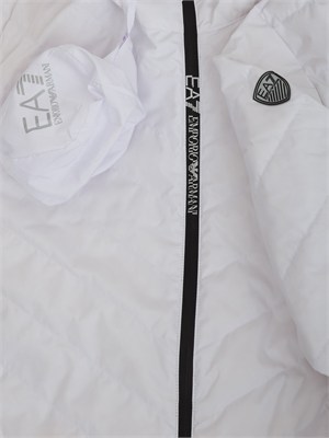 Piumino EA7 Emporio Armani in piuma d'oca e tessuto tecnico bianco in UOMO