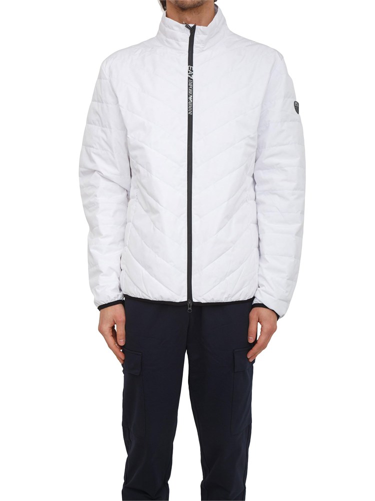 Piumino EA7 Emporio Armani in piuma d'oca e tessuto tecnico bianco