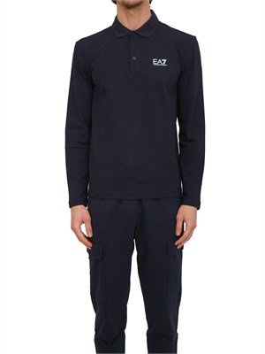 Polo uomo EA7 Emporio Armani in cotone stretch blu in UOMO