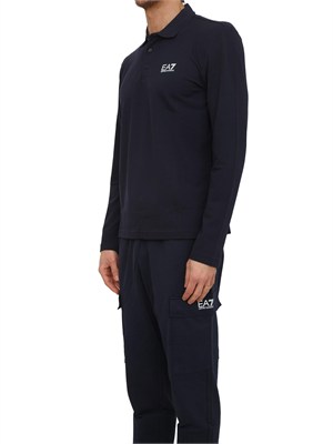 Polo uomo EA7 Emporio Armani in cotone stretch blu in UOMO