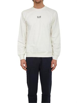 Felpa EA7 Emporio Armani in cotone avorio in UOMO