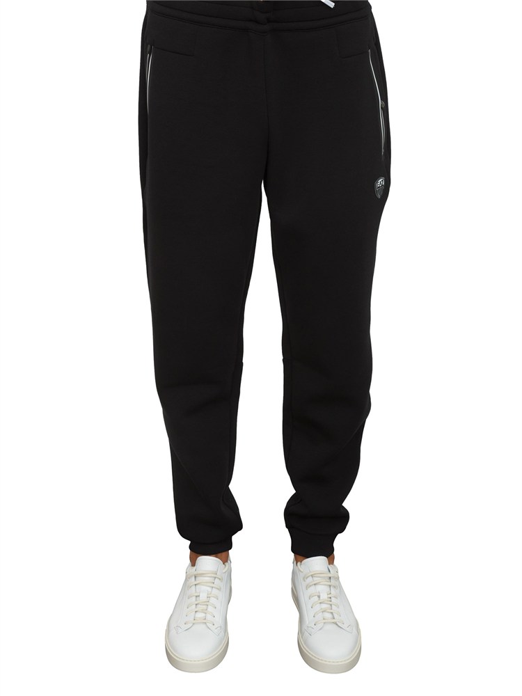 EA7 EMPORIO ARMANI Pantaloni jogger nero EA7 Premium Shield in misto viscosa stretch