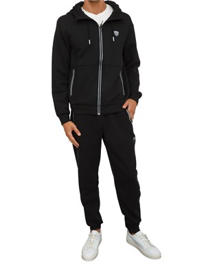 EA7 EMPORIO ARMANI Pantaloni jogger nero EA7 Premium Shield in misto viscosa stretch in UOMO