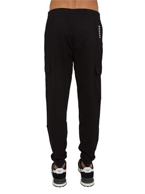 Pantaloni tuta cargo EA7 Emporio Armani in cotone nero in UOMO