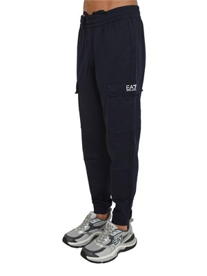 Pantaloni tuta cargo EA7 Emporio Armani in cotone blu in UOMO
