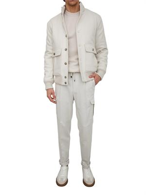 Pantalone cargo Peserico uomo in lana color gesso in UOMO