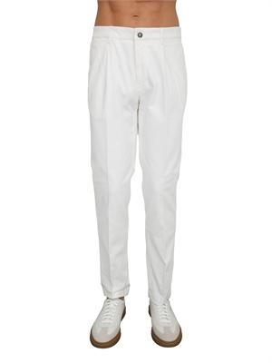 Pantalone con pince Peserico uomo in cotone bianco in UOMO