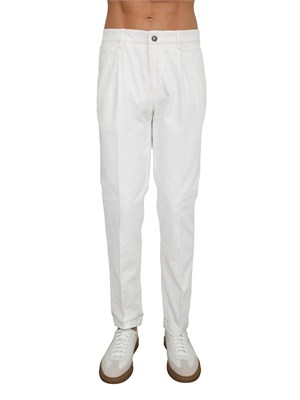 Pantalone con pince Peserico uomo in cotone bianco in UOMO