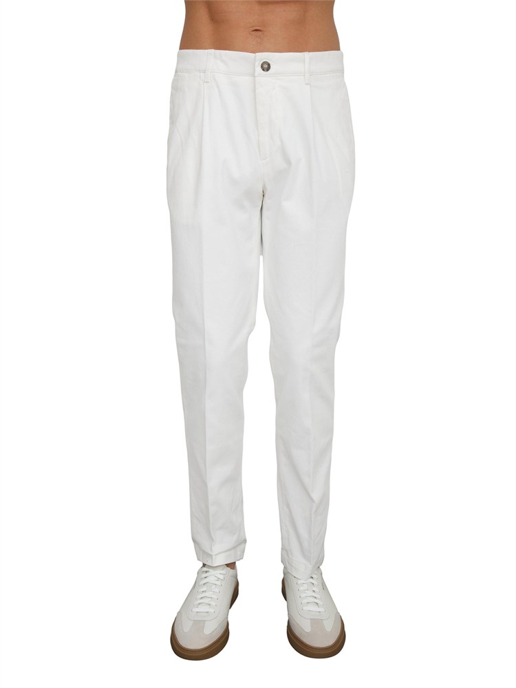 Pantalone con pince Peserico uomo in cotone bianco