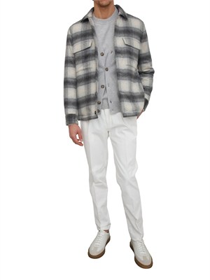 Pantalone con pince Peserico uomo in cotone bianco in UOMO