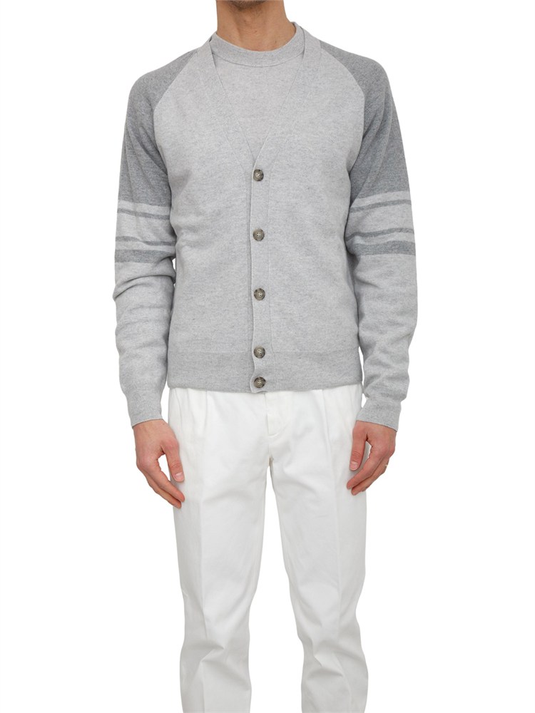 Cardigan Peserico uomo in lana merino e cashmere grigio