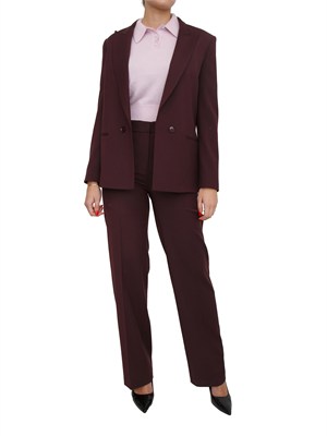 TWIN-SET Pantaloni Twinset in twill misto lana bordeaux in DONNA
