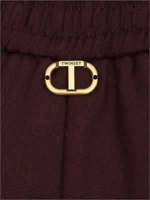 TWIN-SET Pantaloni Twinset in twill misto lana bordeaux in DONNA