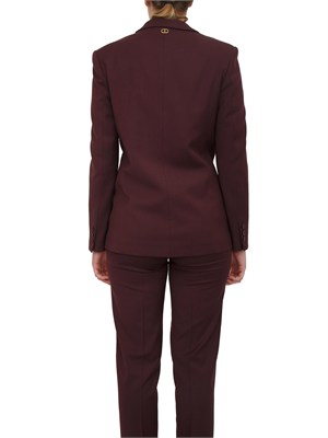 TWIN-SET Giacca blazer Twinset in twill misto lana bordeaux in DONNA