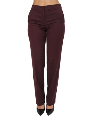 TWIN-SET Pantalone Twinset in misto lana stretch bordeaux in DONNA