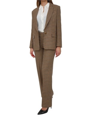 TWIN-SET Giacca blazer Twinset in saia di misto lana fantasia check cammello in DONNA