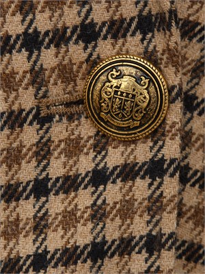 TWIN-SET Giacca blazer Twinset in saia di misto lana fantasia check cammello in DONNA