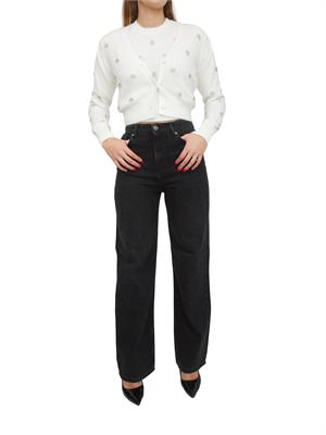 TWIN-SET Maglia Twinset in misto angora bianca con applicazioni strass in DONNA