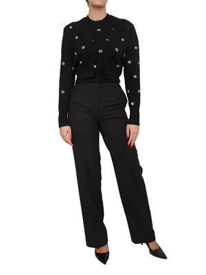 TWIN-SET Maglia Twinset in misto angora nera con applicazioni strass in DONNA