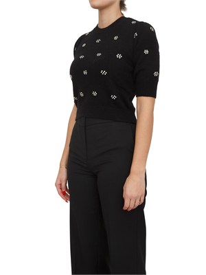 TWIN-SET Maglia Twinset in misto angora nera con applicazioni strass in DONNA