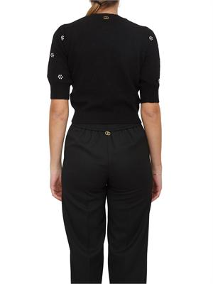 TWIN-SET Maglia Twinset in misto angora nera con applicazioni strass in DONNA