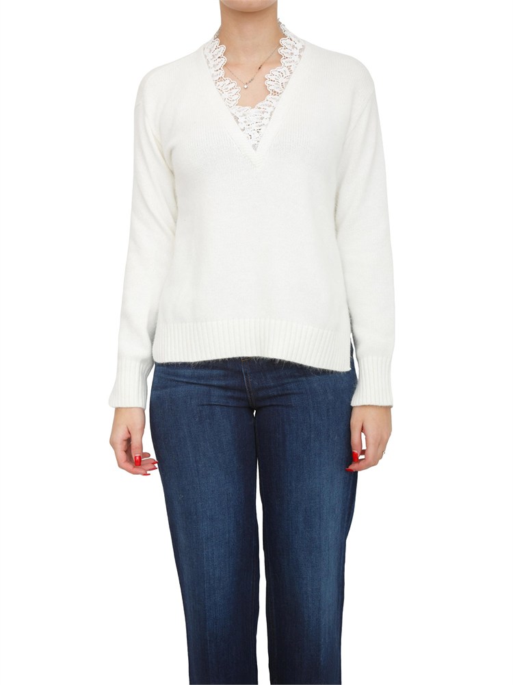 TWIN-SET Maglia Twinset in misto angora bianca